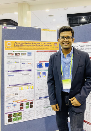 Saptarsi Mondal presenting a poster at the Korean Chemical Society meeting, 2022.
